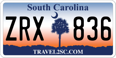 SC license plate ZRX836