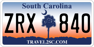 SC license plate ZRX840