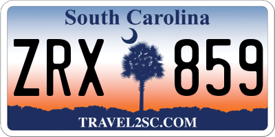 SC license plate ZRX859