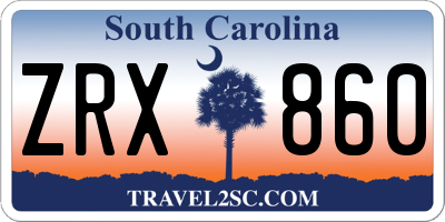 SC license plate ZRX860