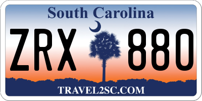SC license plate ZRX880