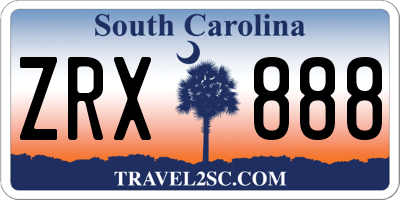 SC license plate ZRX888