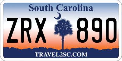 SC license plate ZRX890