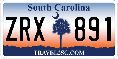 SC license plate ZRX891