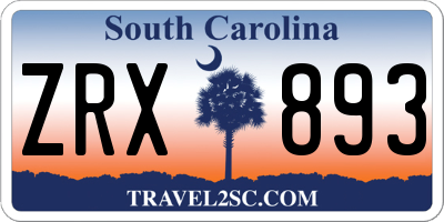 SC license plate ZRX893