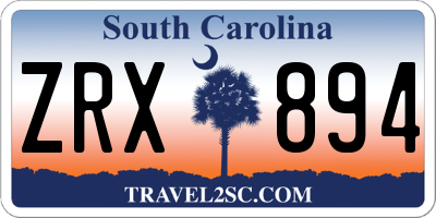 SC license plate ZRX894