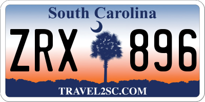 SC license plate ZRX896