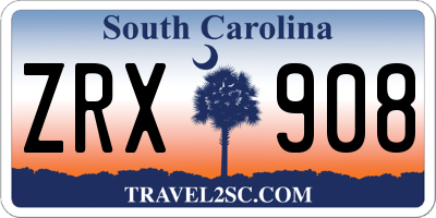 SC license plate ZRX908