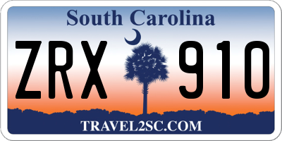 SC license plate ZRX910