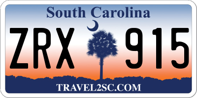 SC license plate ZRX915
