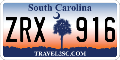 SC license plate ZRX916
