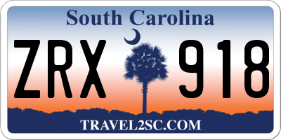 SC license plate ZRX918