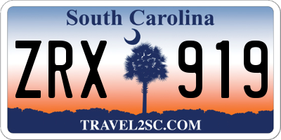 SC license plate ZRX919