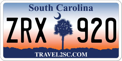 SC license plate ZRX920