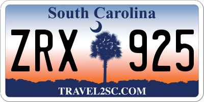 SC license plate ZRX925