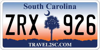 SC license plate ZRX926