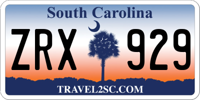 SC license plate ZRX929