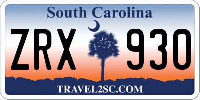 SC license plate ZRX930
