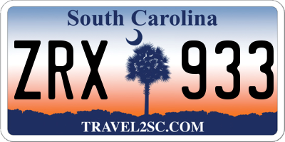 SC license plate ZRX933