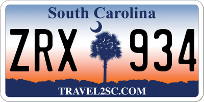 SC license plate ZRX934