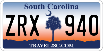 SC license plate ZRX940