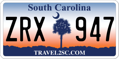 SC license plate ZRX947