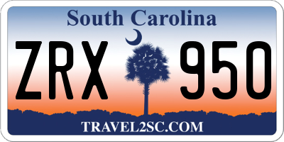 SC license plate ZRX950