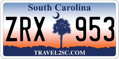 SC license plate ZRX953