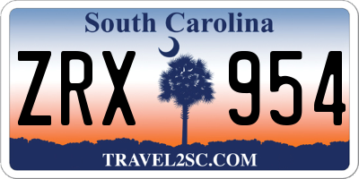 SC license plate ZRX954