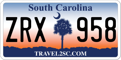 SC license plate ZRX958