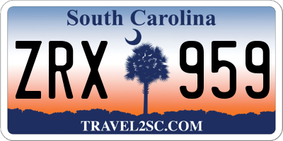 SC license plate ZRX959
