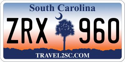 SC license plate ZRX960