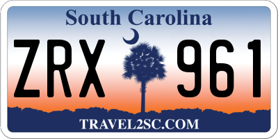 SC license plate ZRX961