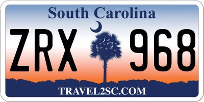 SC license plate ZRX968