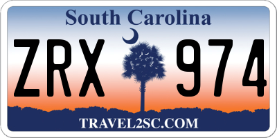 SC license plate ZRX974