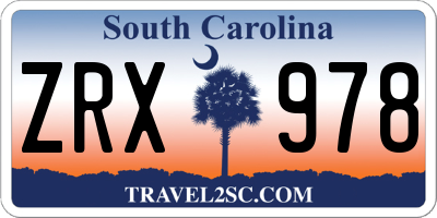 SC license plate ZRX978