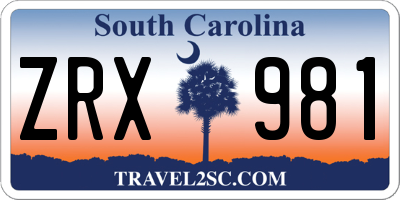 SC license plate ZRX981
