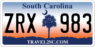 SC license plate ZRX983