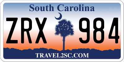 SC license plate ZRX984