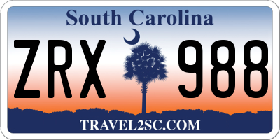 SC license plate ZRX988