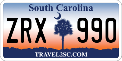 SC license plate ZRX990