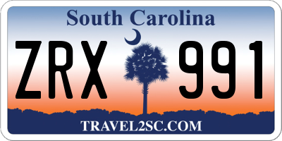 SC license plate ZRX991