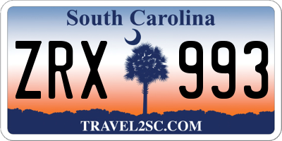 SC license plate ZRX993