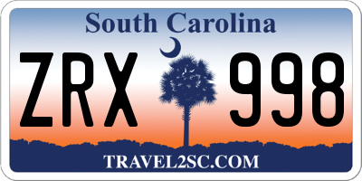 SC license plate ZRX998