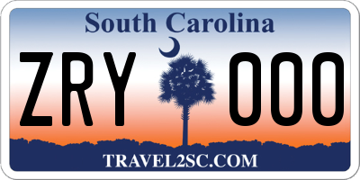 SC license plate ZRY000