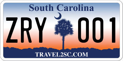 SC license plate ZRY001