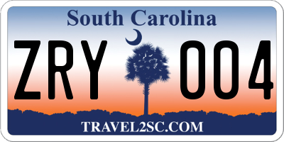 SC license plate ZRY004