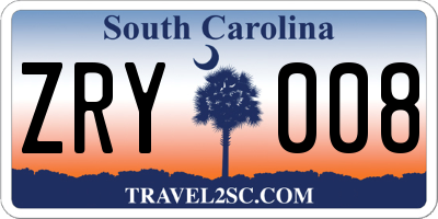 SC license plate ZRY008