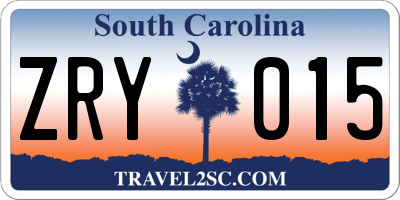SC license plate ZRY015