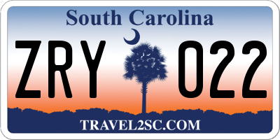 SC license plate ZRY022